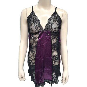 CCC Lycan5ive19 Babydoll Teddy Lingerie Purple Black Lace Erotic Nighty Plus Siz